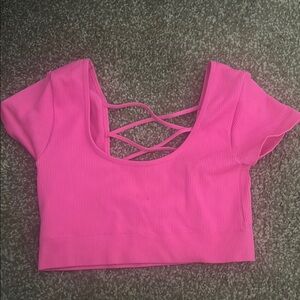 Aerie Pink Cut Out Crop Top